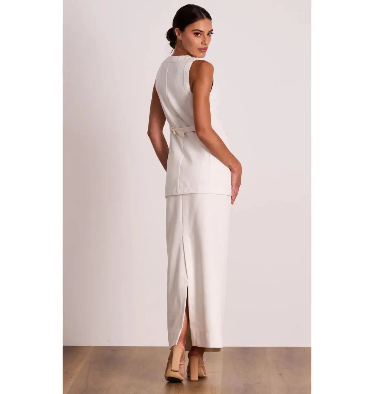 Pasduchas Weekender Linen Vest and Skirt Oat Size AU 14 photo 3