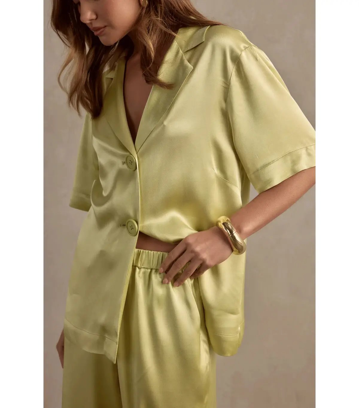 Raef The Label Carla Satin Shirt in Pistachio Size AU 10 photo 2