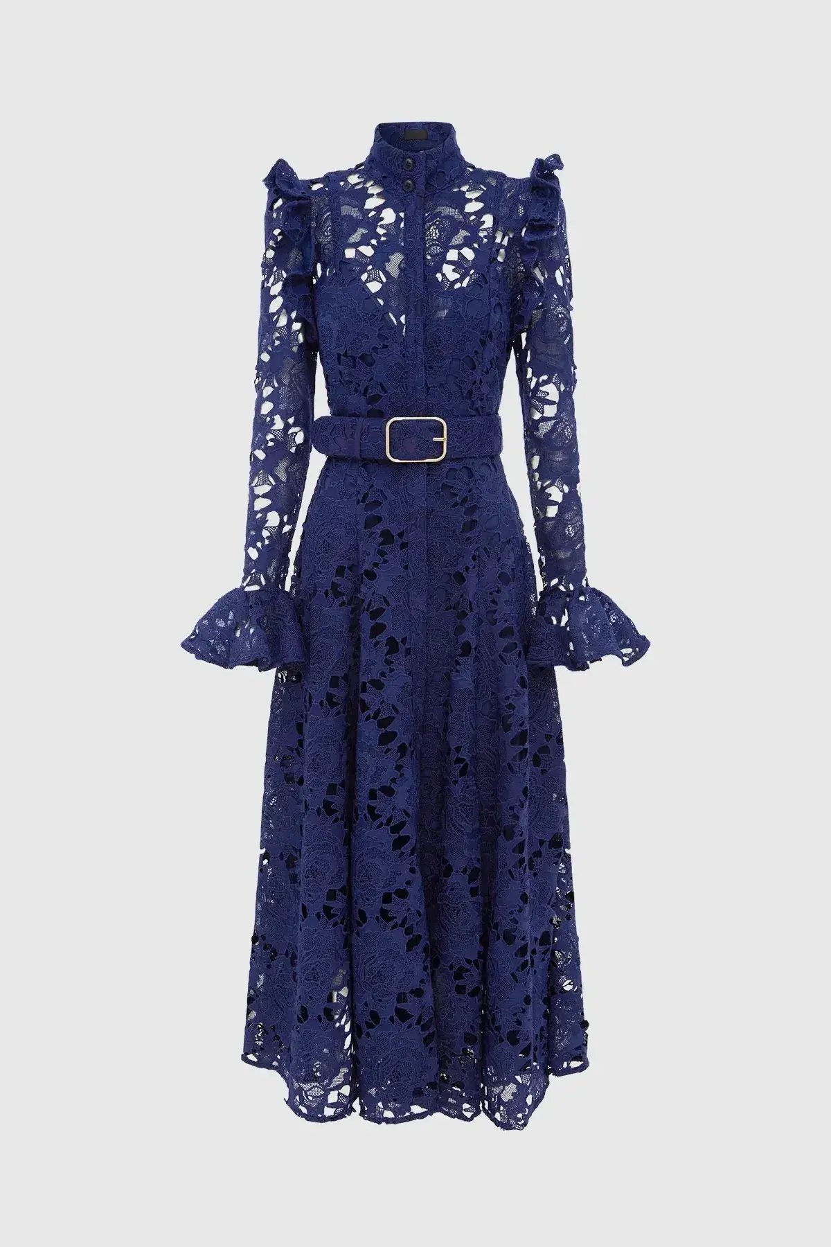 Leo Lin Aliyah Lace Butterfly Sleeve Midi Dress Oxford Blue Size 10 photo 3