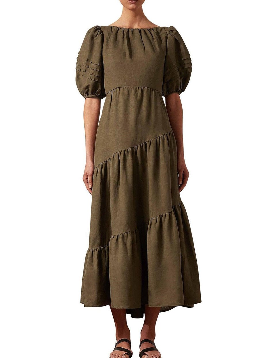Shona Joy Juliana Linen SS Open Back Midi Dress photo 2