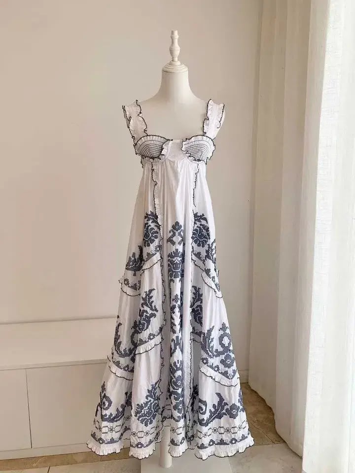 Alemais Hazel smocked embroidered midi dress size 14 photo 7