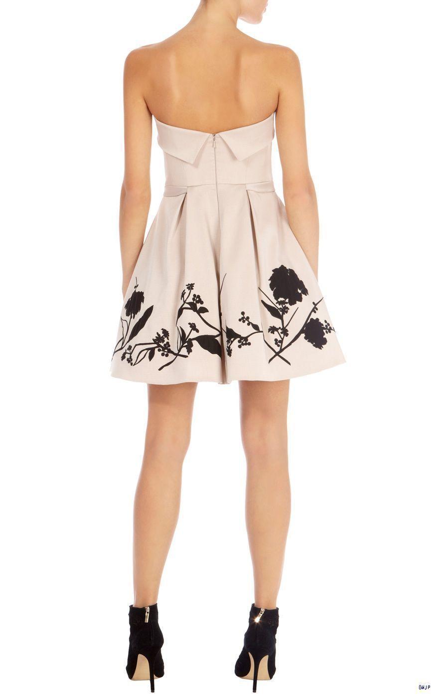 Karen Millen Strapless Placed Flower Mini Dress Size 12 photo 2