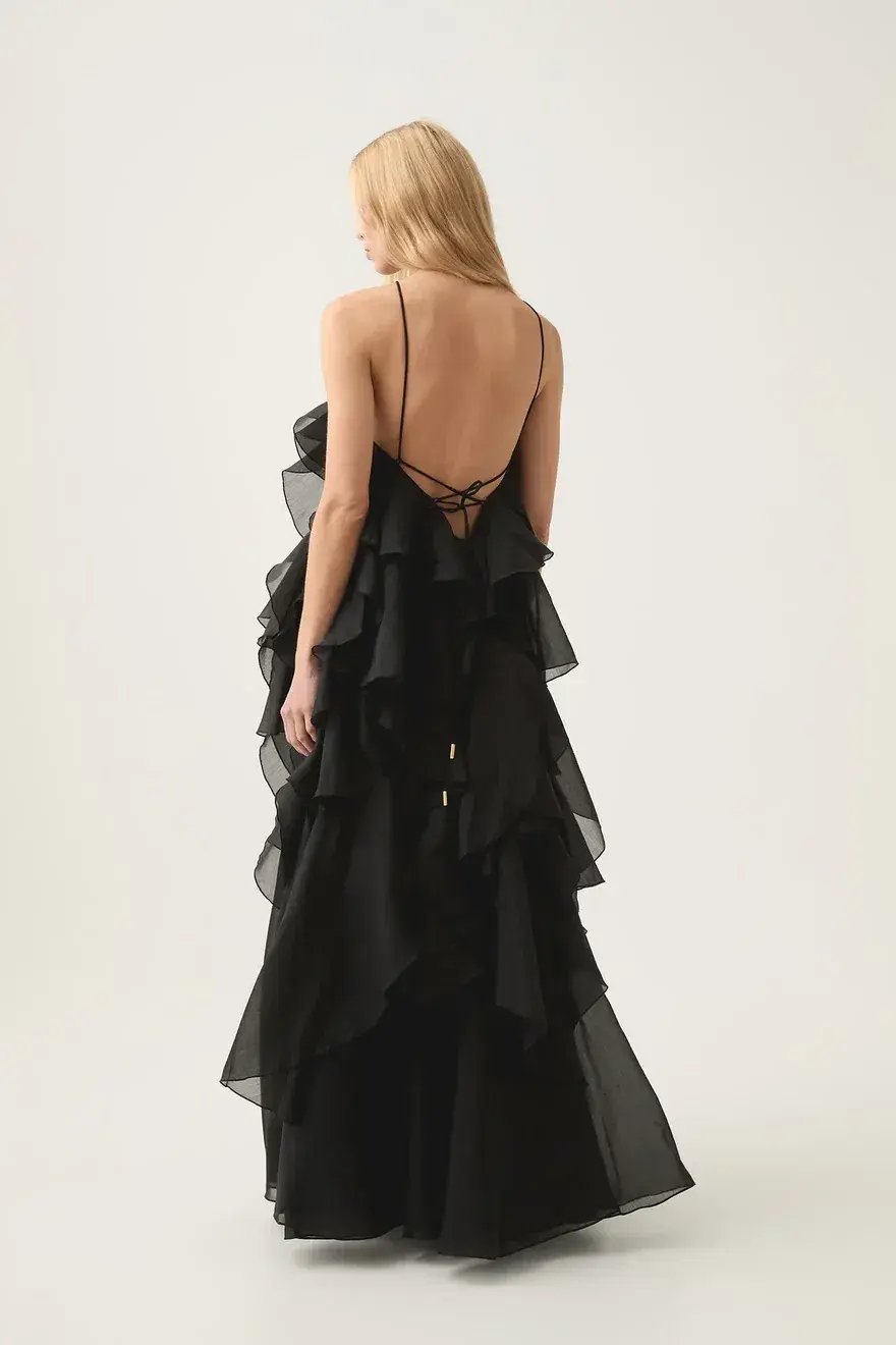 Aje Pandorea Layered Maxi Dress Black Size AU 4 photo 4