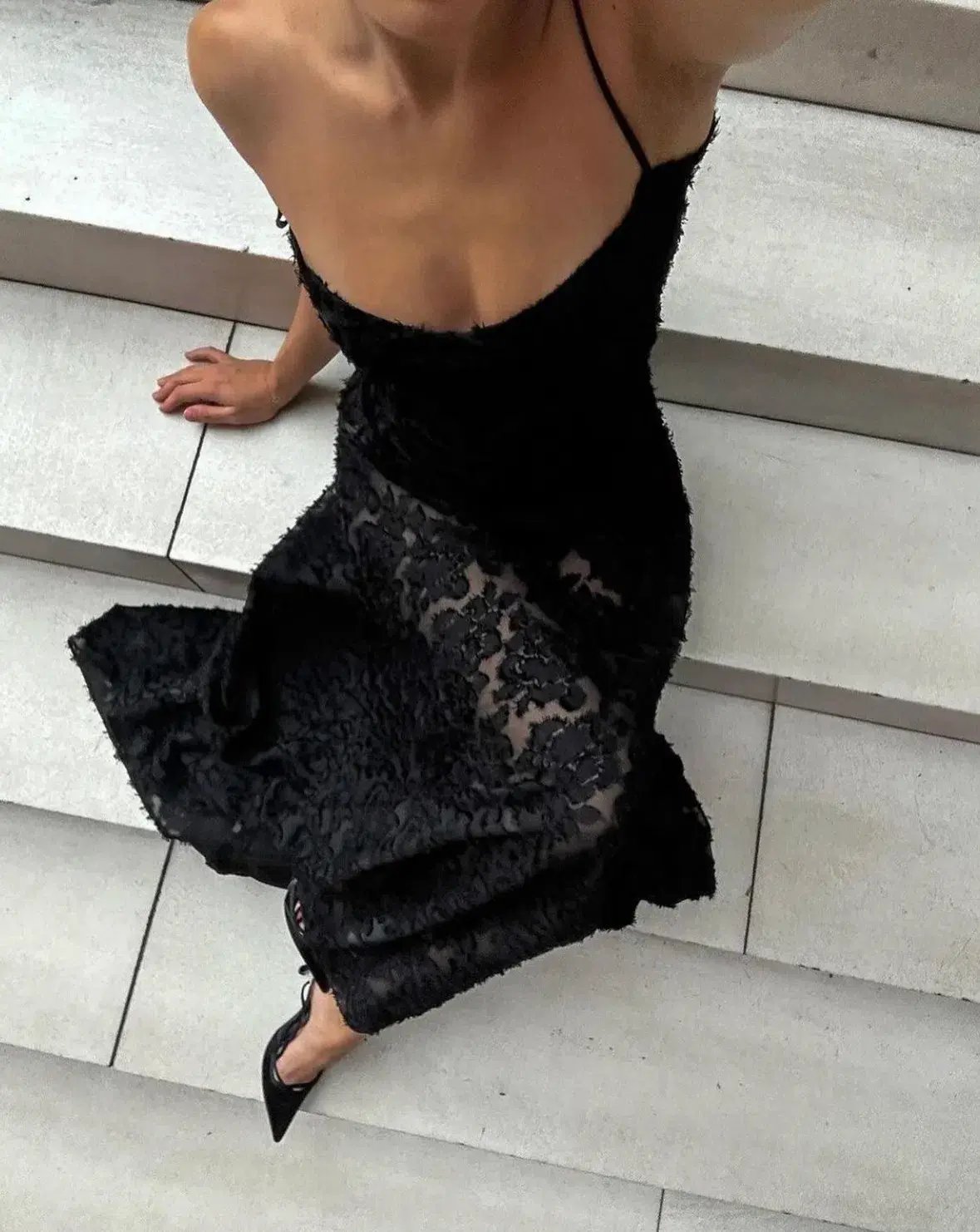 House Of Cb Seren Floral Sheer Lace Back Maxi Dress Black Size S / Au 8 photo 4