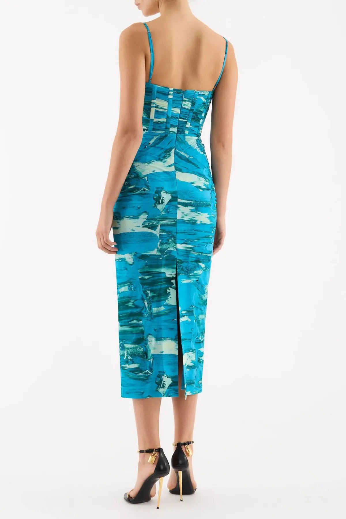 Rebecca Vallance Marine Mirage Midi Dress Blue Size 6 photo 3
