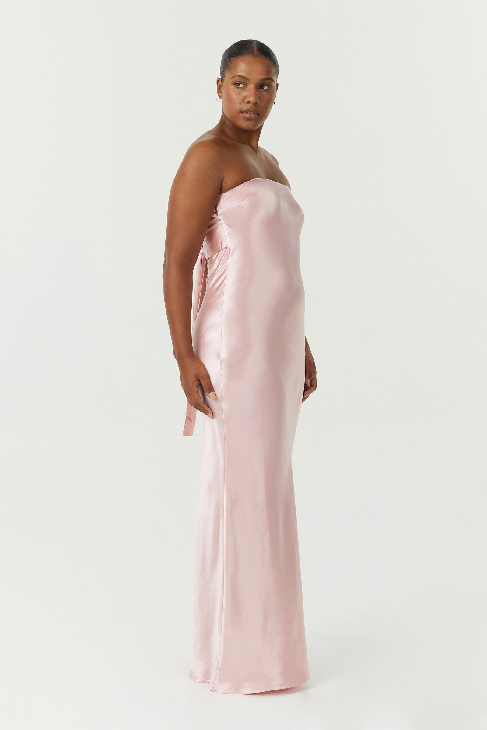 THIRD FORM SATIN TIE BACK STRAPLESS MAXI DRESS - FAIRY FLOSS photo 2