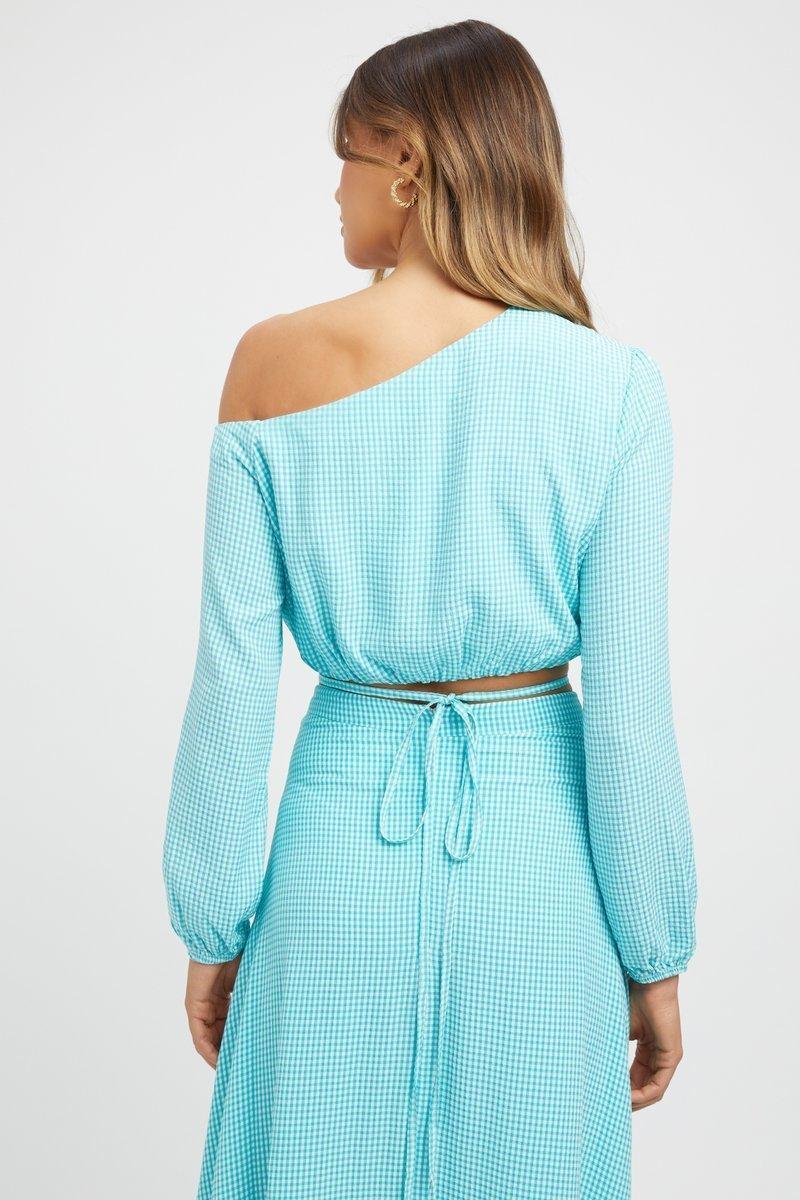 Kookai Brady Long Sleeve Top & Midi Skirt Set Blue Size 8 photo 4