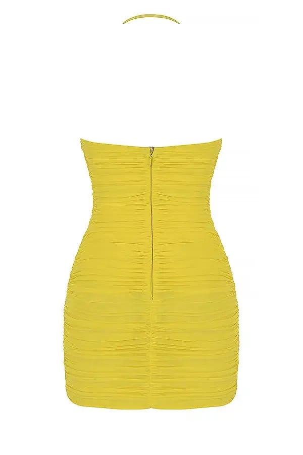 House of CB Swing It On Mini Dress Yellow Size 8 photo 6