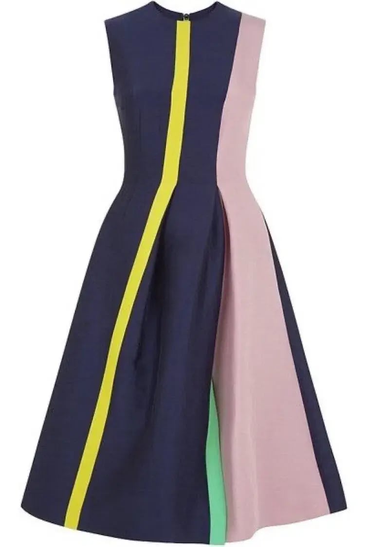Roksanda Navy And Stripe Midi Dress Navy Blue Size AU 8 photo 2