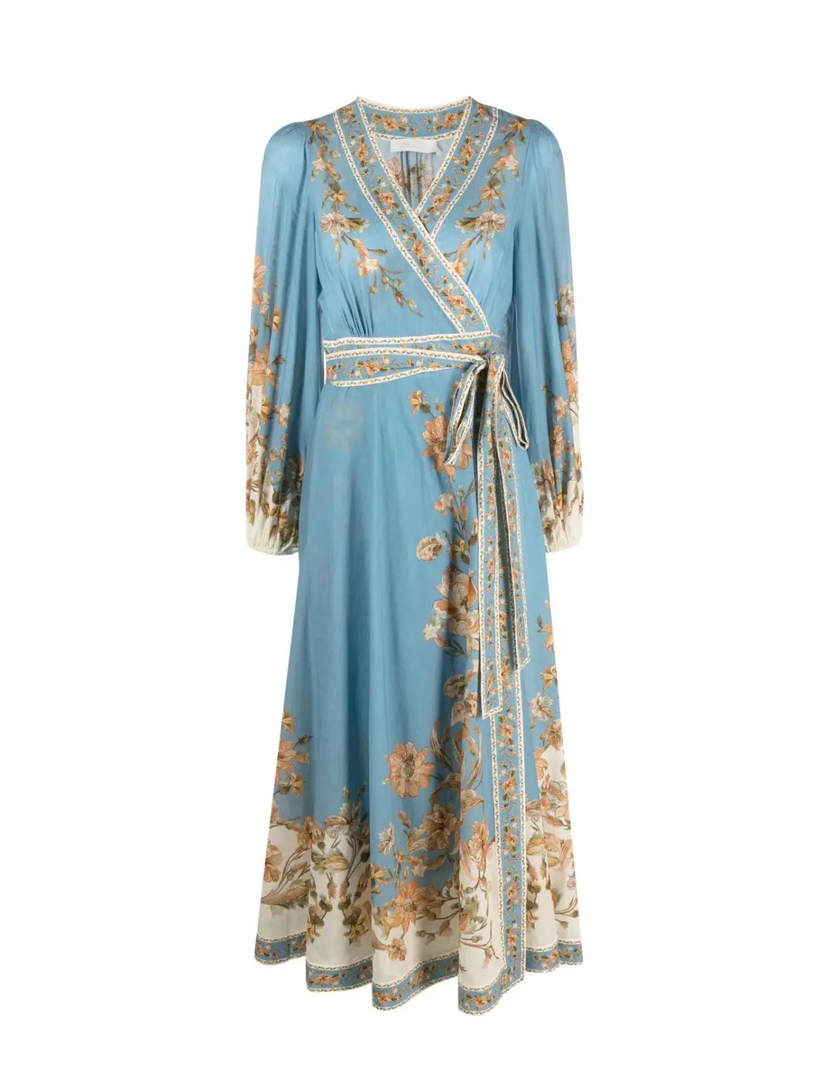 Zimmermann Chintz Floral Print Wrap Midi Dress Blue Daisy Floral Size 1 / Au 10 photo 3
