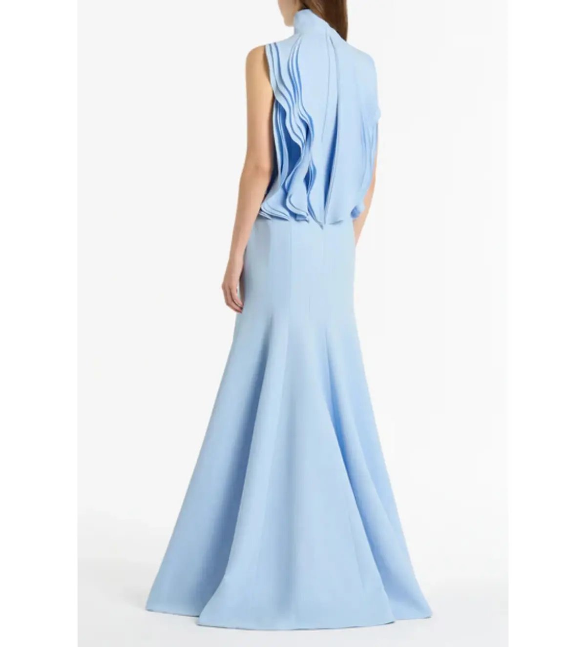 Carla Zampatti Crepe Panelled Gown Pale Blue Size AU 6 photo 3