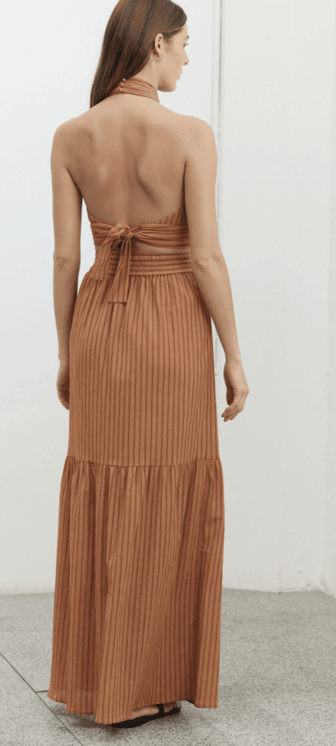 Third Form Halter Top and Maxi Skirt Set Brown Size 8 photo 3