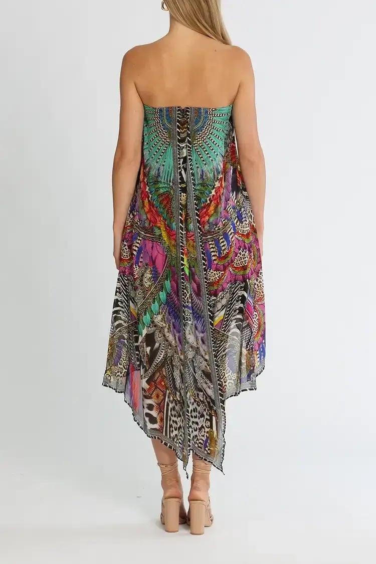 Camilla Strapless Overlayer Dress in Guardians Of The Sun Size 8 photo 5