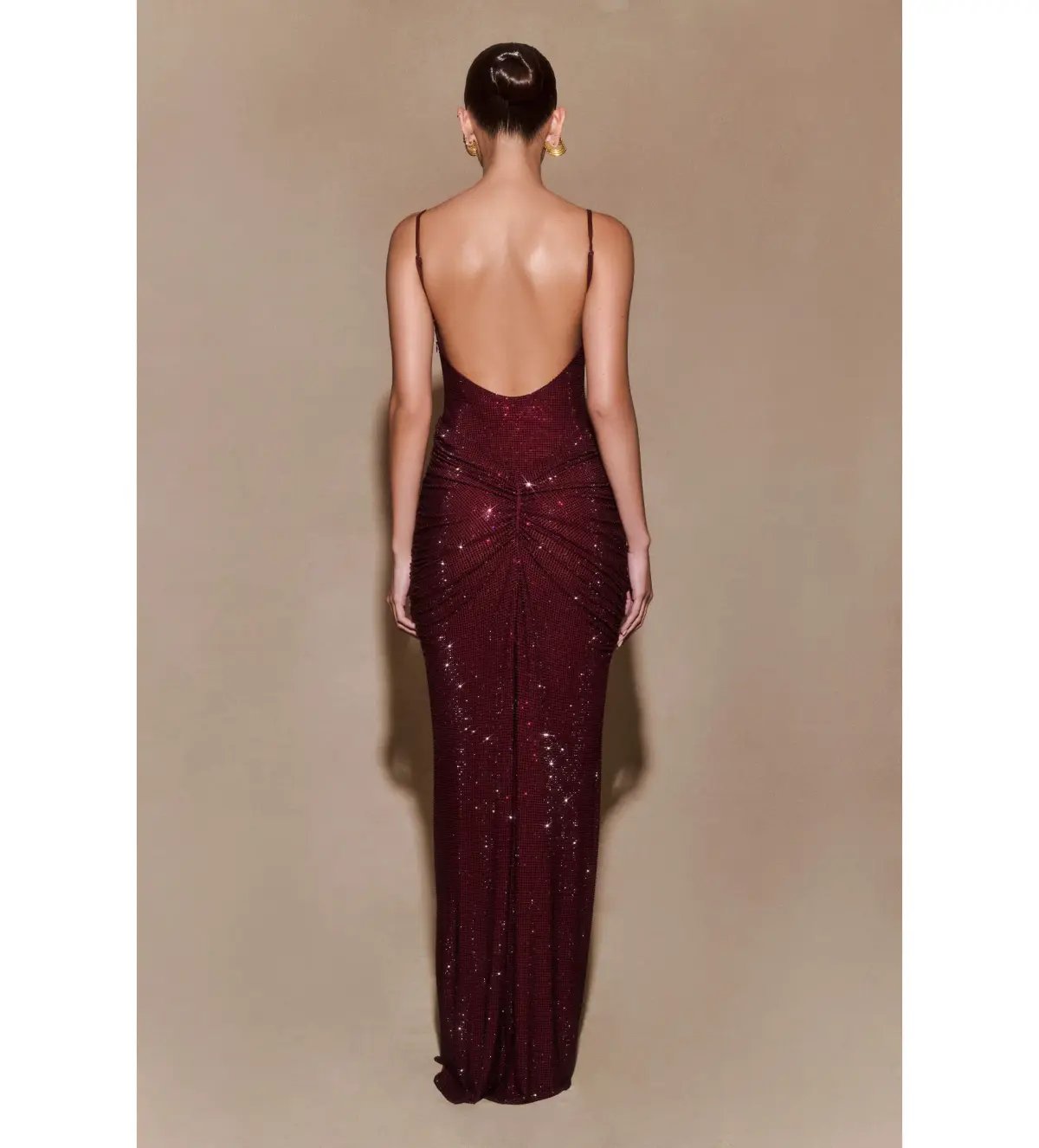 Meshki Roisin Diamante Satin Maxi Dress Mahogany AU 4 photo 3
