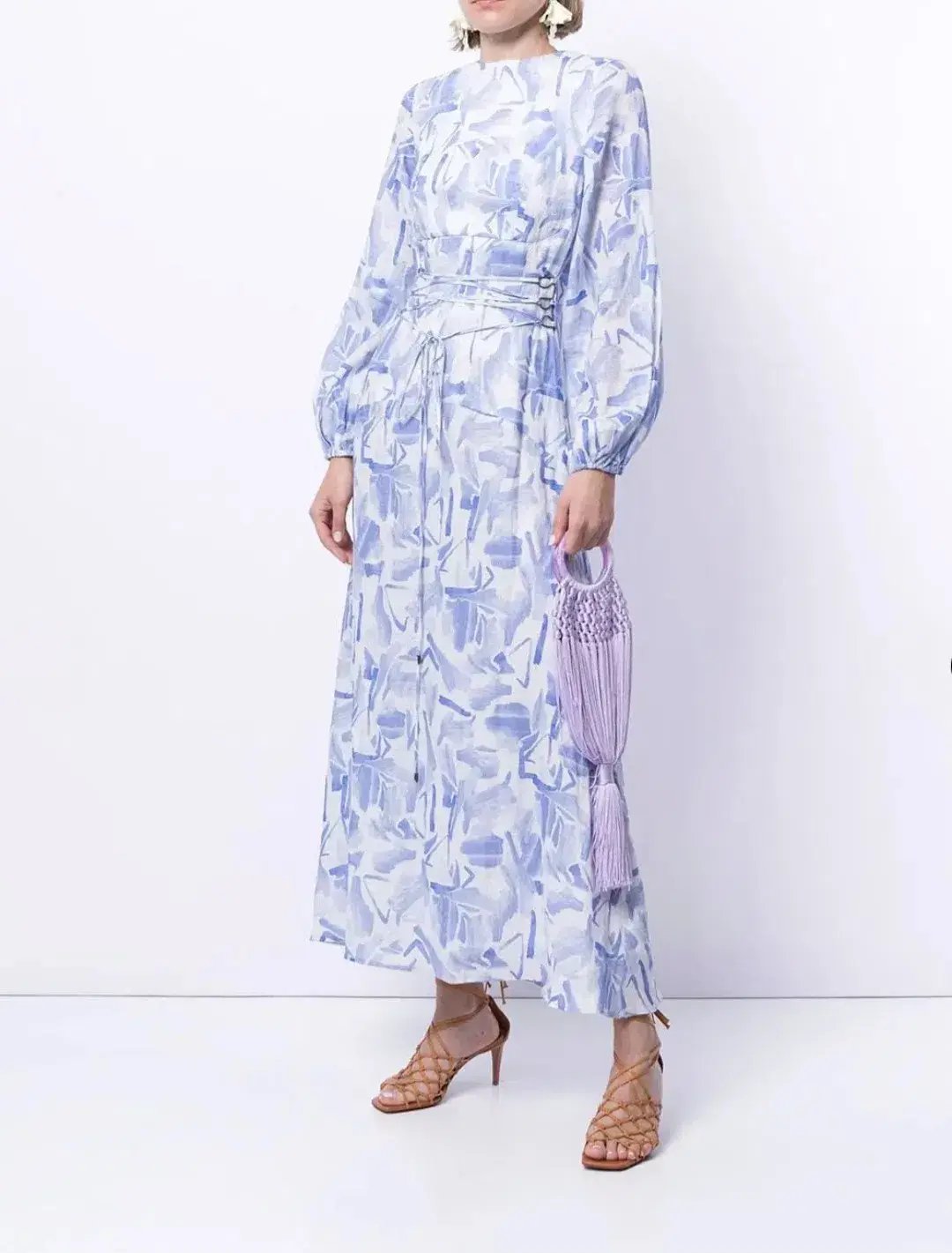 Rachel Gilbert Faris Abstract Print Dress Blue/White Size 3/AU 14 photo 2
