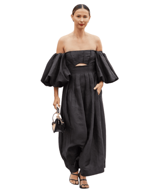 Aje Eugenie Off Shoulder Midi Dress - Black photo 6