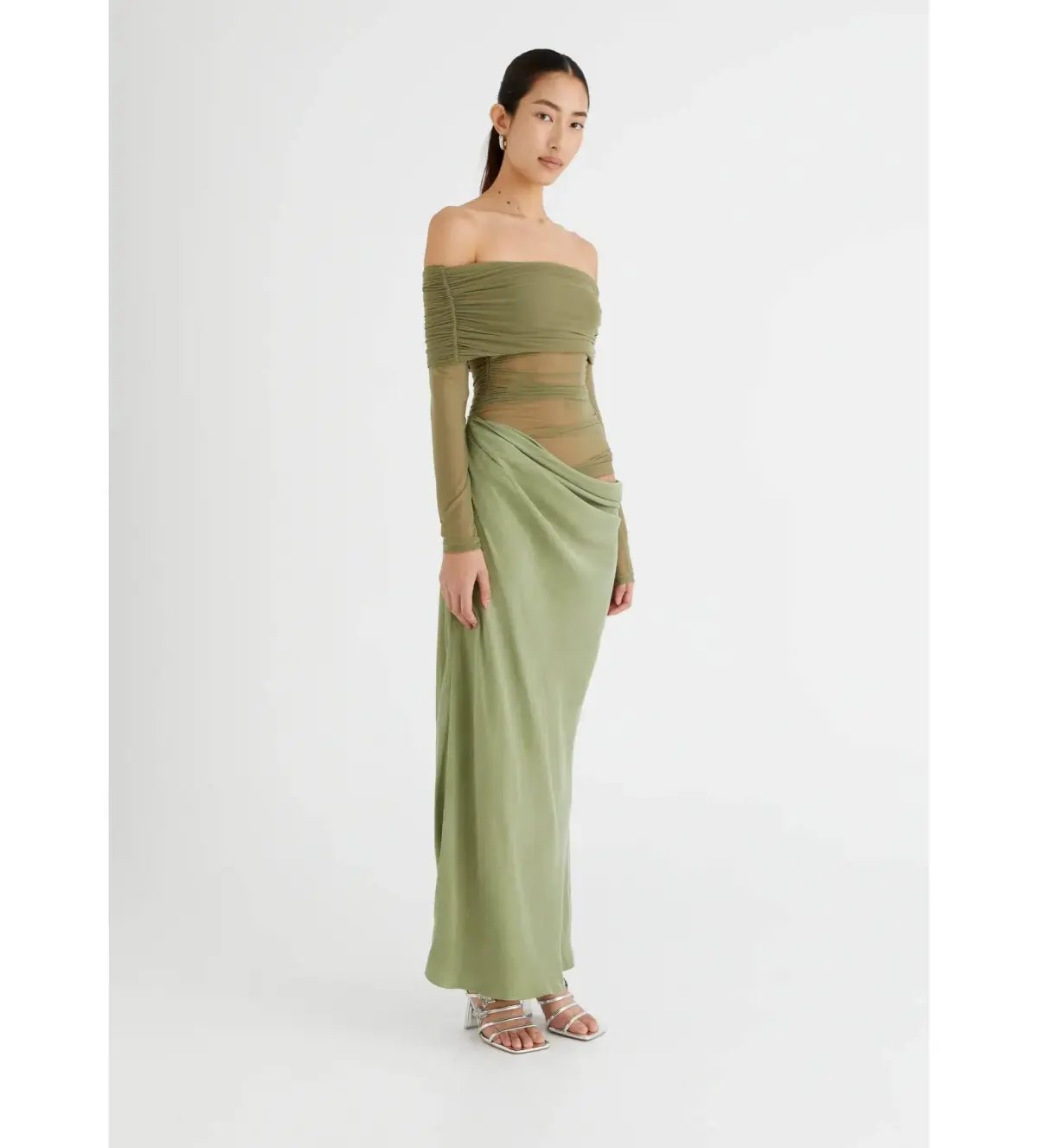 Benni Yasmin Off Shoulder Maxi in Pistachio Size 12 photo 2