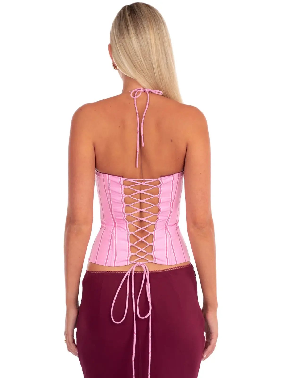 I am Delilah Angelina Corset & Maxi Skirt Set in Sangria/Pink Size S / AU 8 photo 4