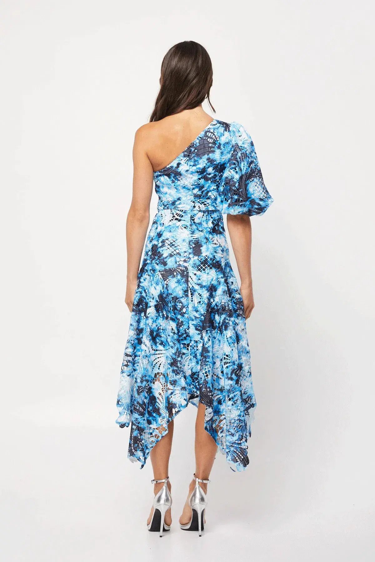 Mossman The High Rise Midi Dress Blue Tie Dye Size 8 photo 3