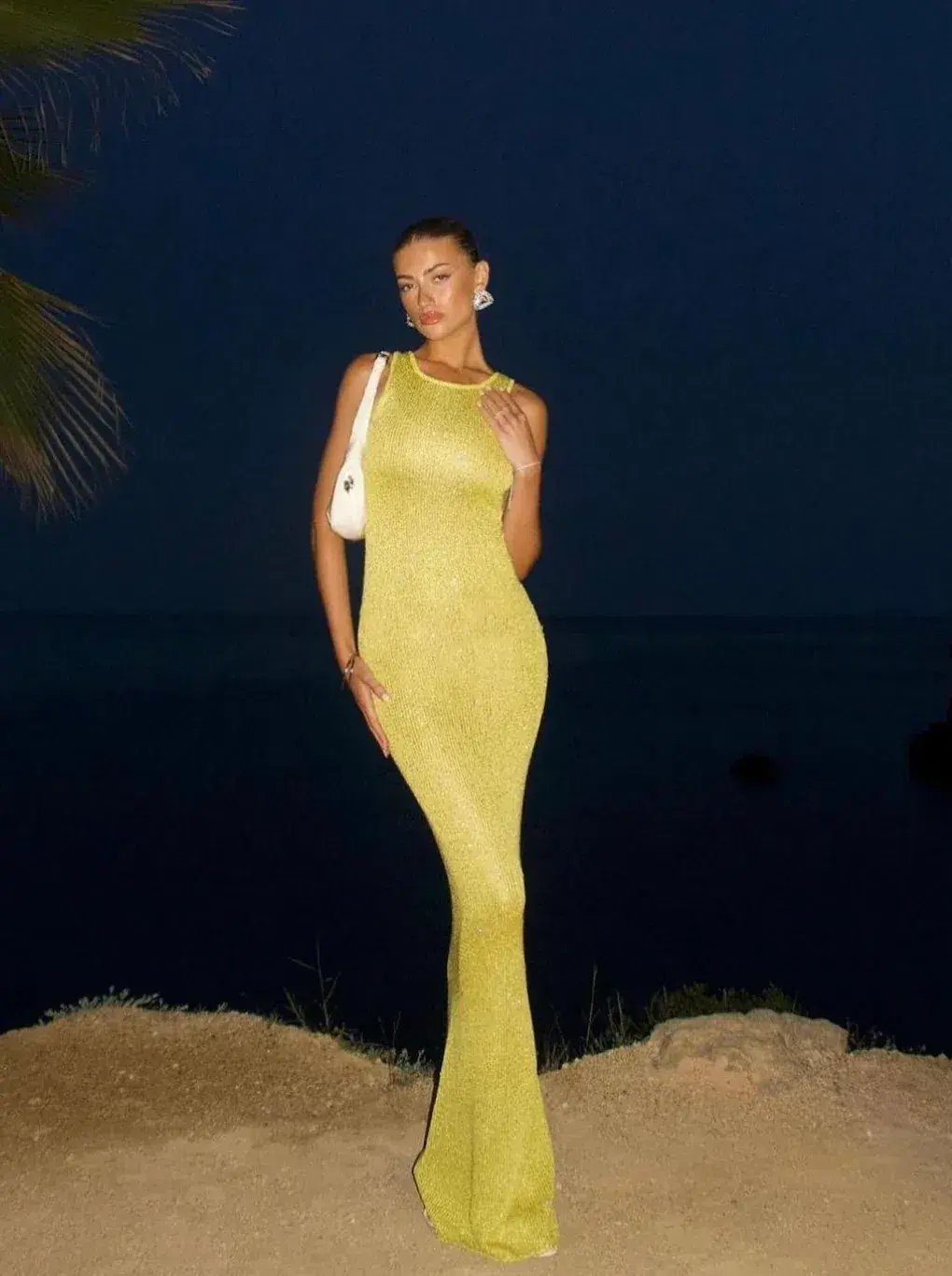 Asta Resort Natalia Maxi Dress in  Chartreuse Sequin Size AU 6 photo 2