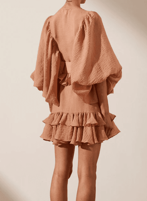 Shona Joy Charlotte Draped Mini Dress Dusty Rose Size 8 photo 4