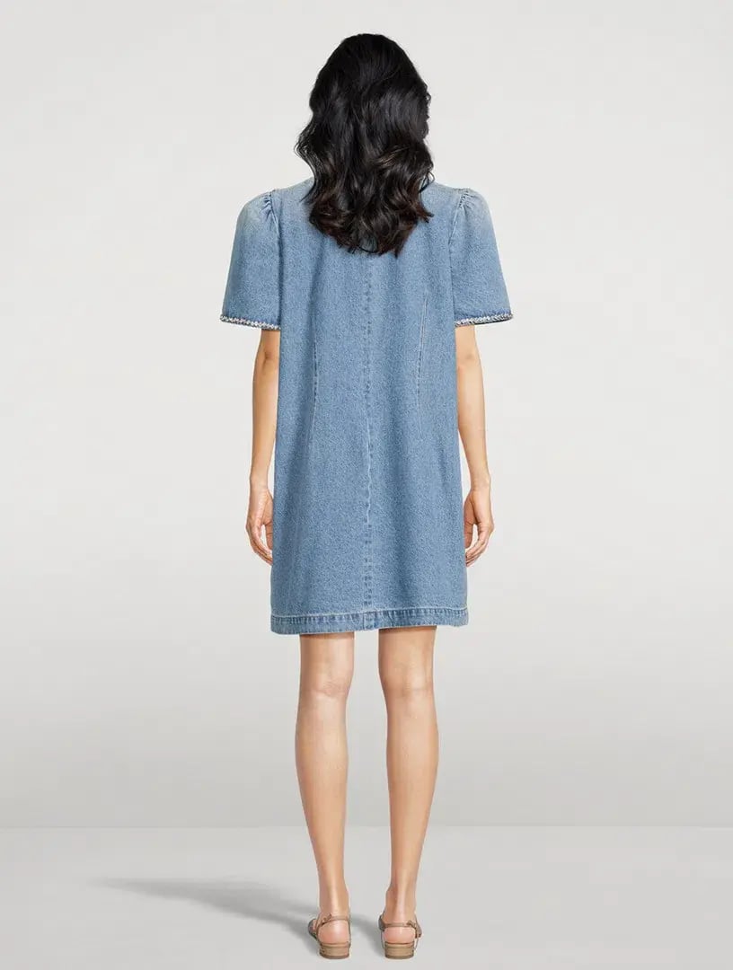 Zimmermann Crush Embellished Denim Mini Dress Blue Moon Size 0 / AU 8 photo 3