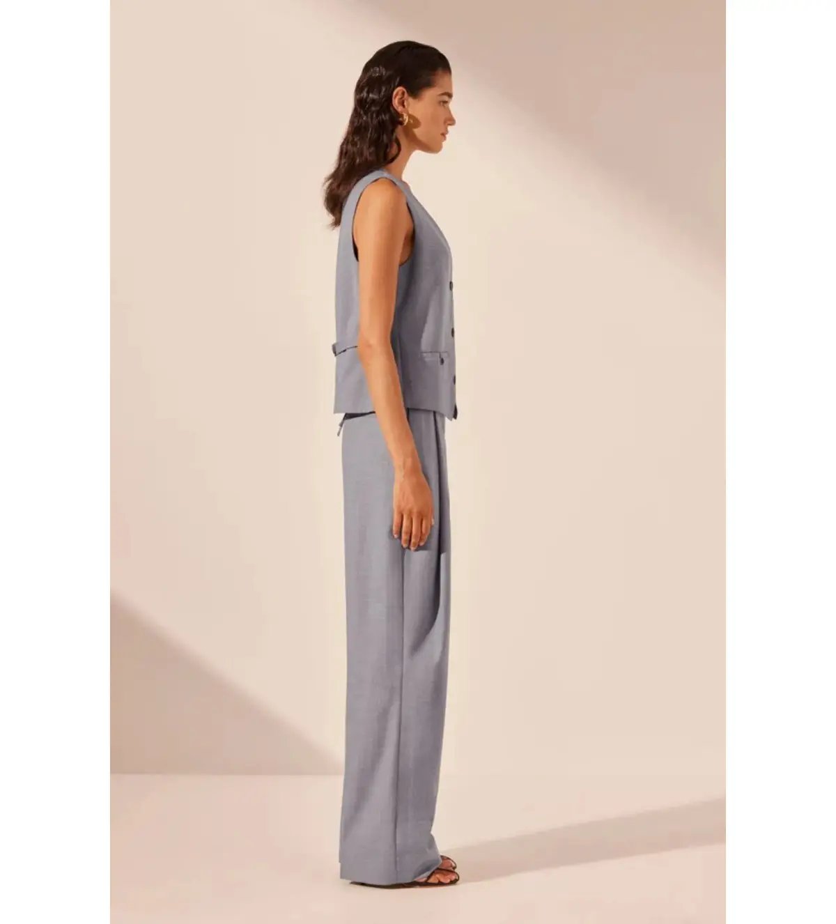 Shona Joy Asher Oversized Tailored Vest in Steel Grey Size AU 8 photo 2