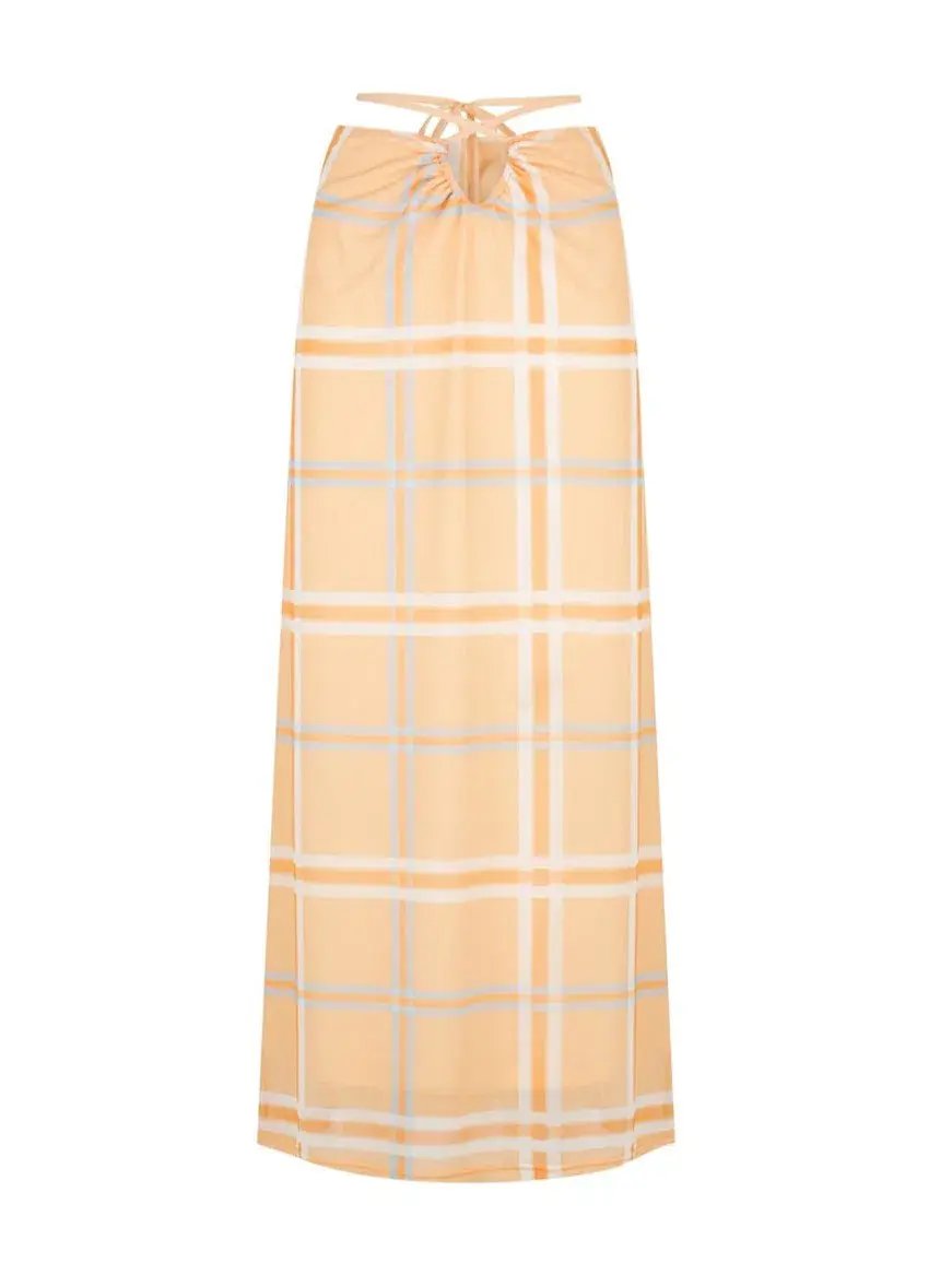 Hansen & Gretel Dalai Top and Saskia Skirt Tangelo Check Orange Size 8 photo 6
