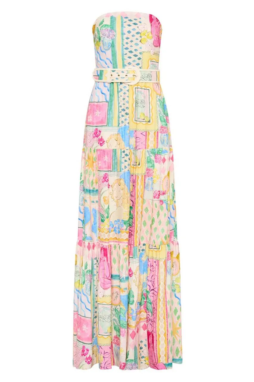 Rebecca Vallance Le Mur Rose Maxi Dress Multicolored Size AU 8 photo 2