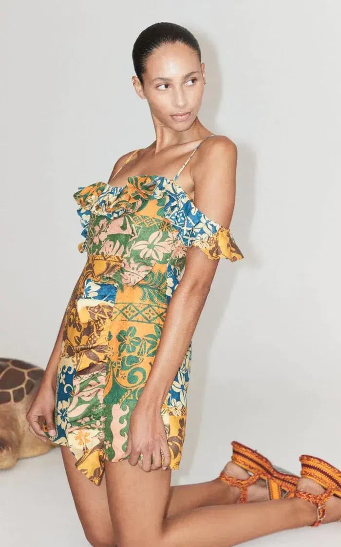Alemais Archie Flounce Mini Dress Print Size 10 photo 3