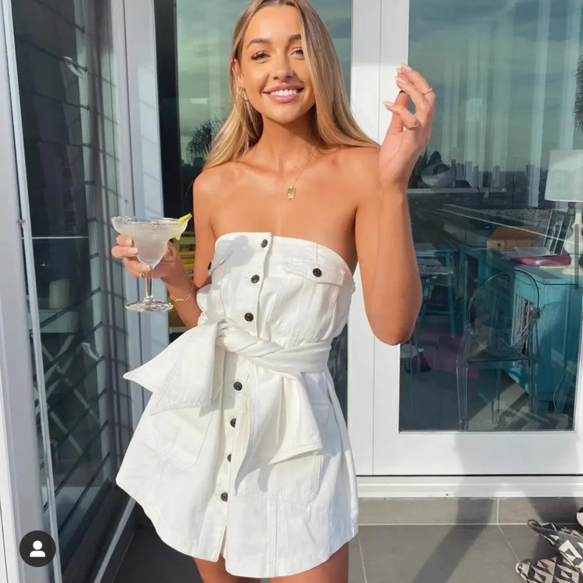 One Mile Nice Denim Dress White Size 12 photo 3