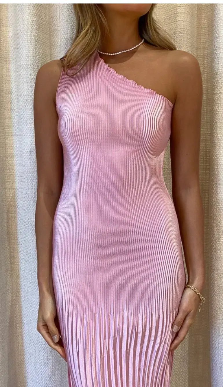 L'idée Soirée One Shoulder Dress Pink Size 6 photo 2