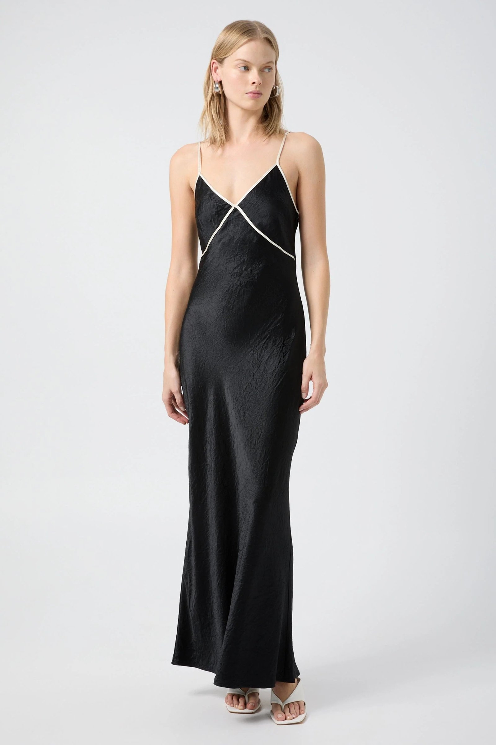 THIRD FORM CRUSH CONTRAST BIND CAMI DRESS - BLACK & CREAM photo 2