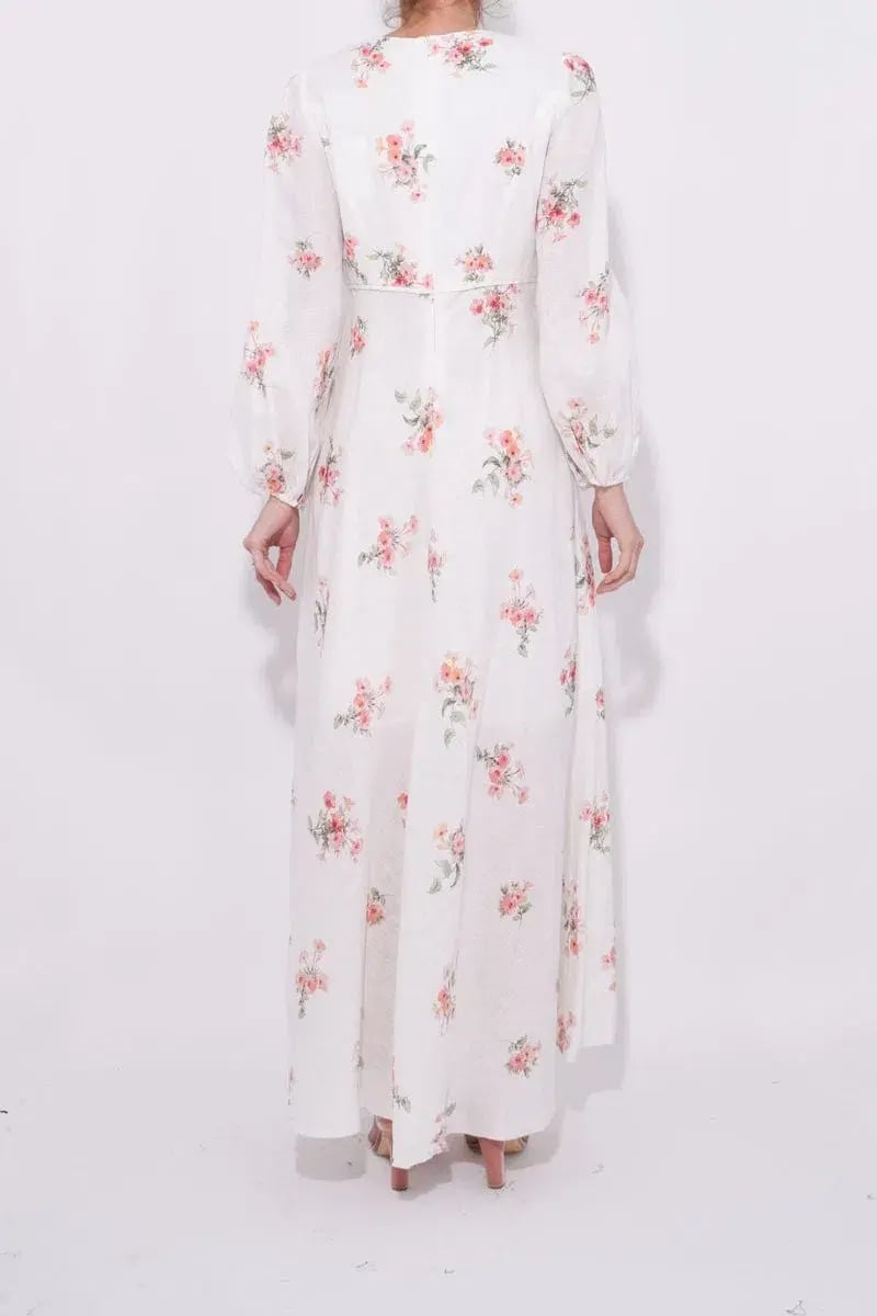 Zimmermann Heather High Neck Dress White Floral Size 1/Au 10 photo 3