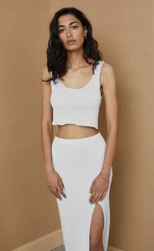 Bec and Bridge Margot Knit Crop Top and Midi Skirt Set White Size 6 photo 2