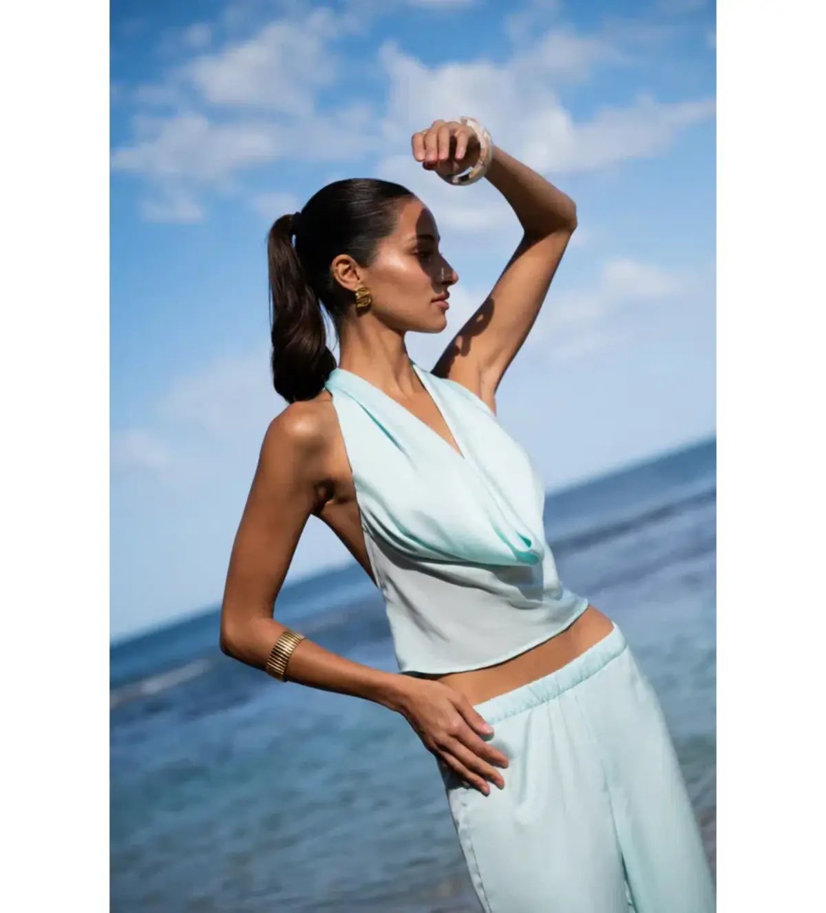 HNTR The Label Isabelle Top & Pants Set Aqua Size XS/AU 6 photo 3