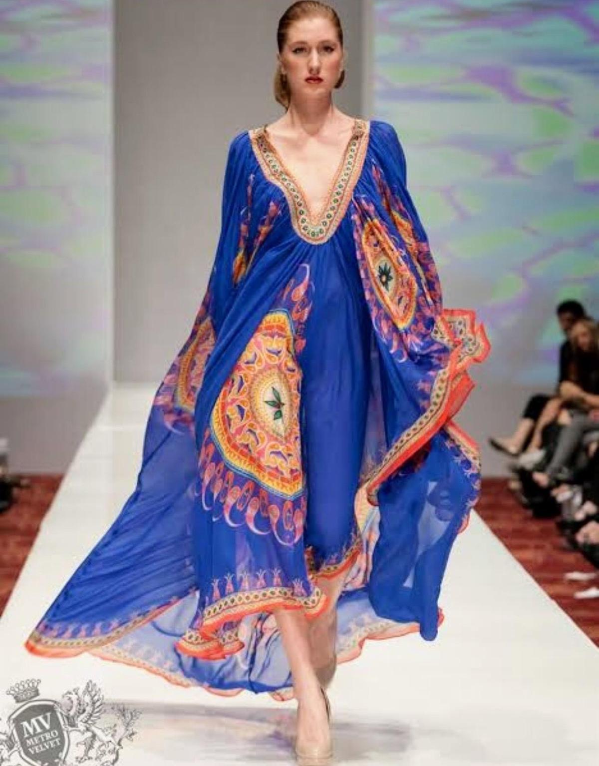 Camilla Oprah Cape Kaftan Blue One Size photo 3