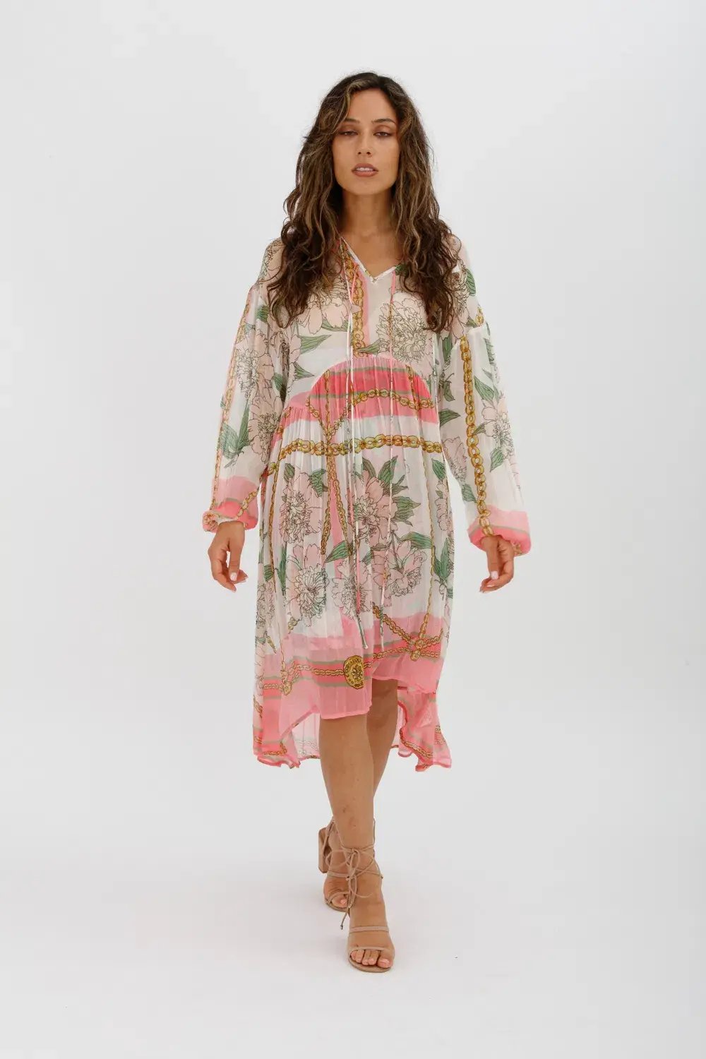 Trelise Cooper Turning Point Dress Pink Floral Print Midi Dress Size M/Au 12 photo 2