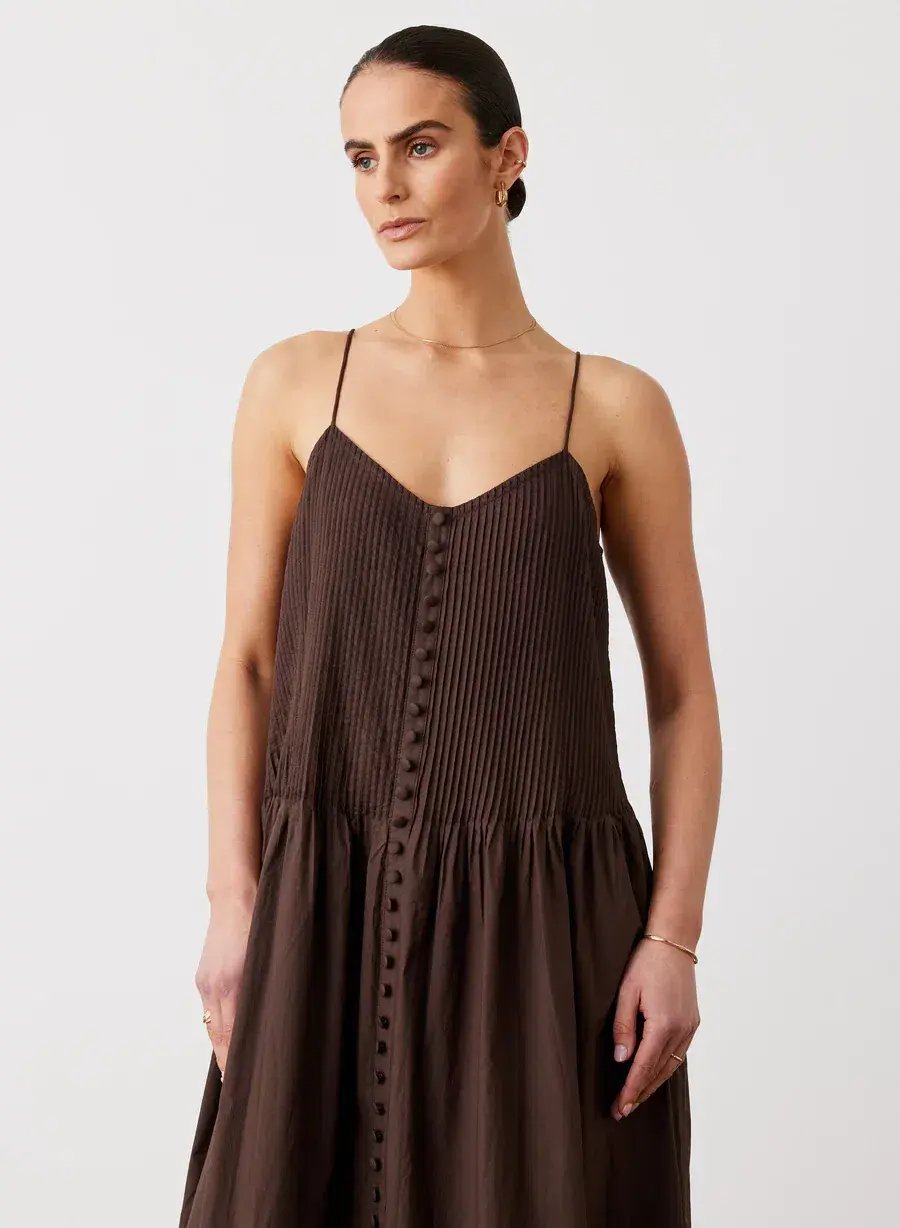 Joslin Lucia Organic Cotton Maxi Dress Chocolate Brown Size 10 photo 5