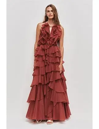 Aje Cleo Gown Rust Size 10 photo 4