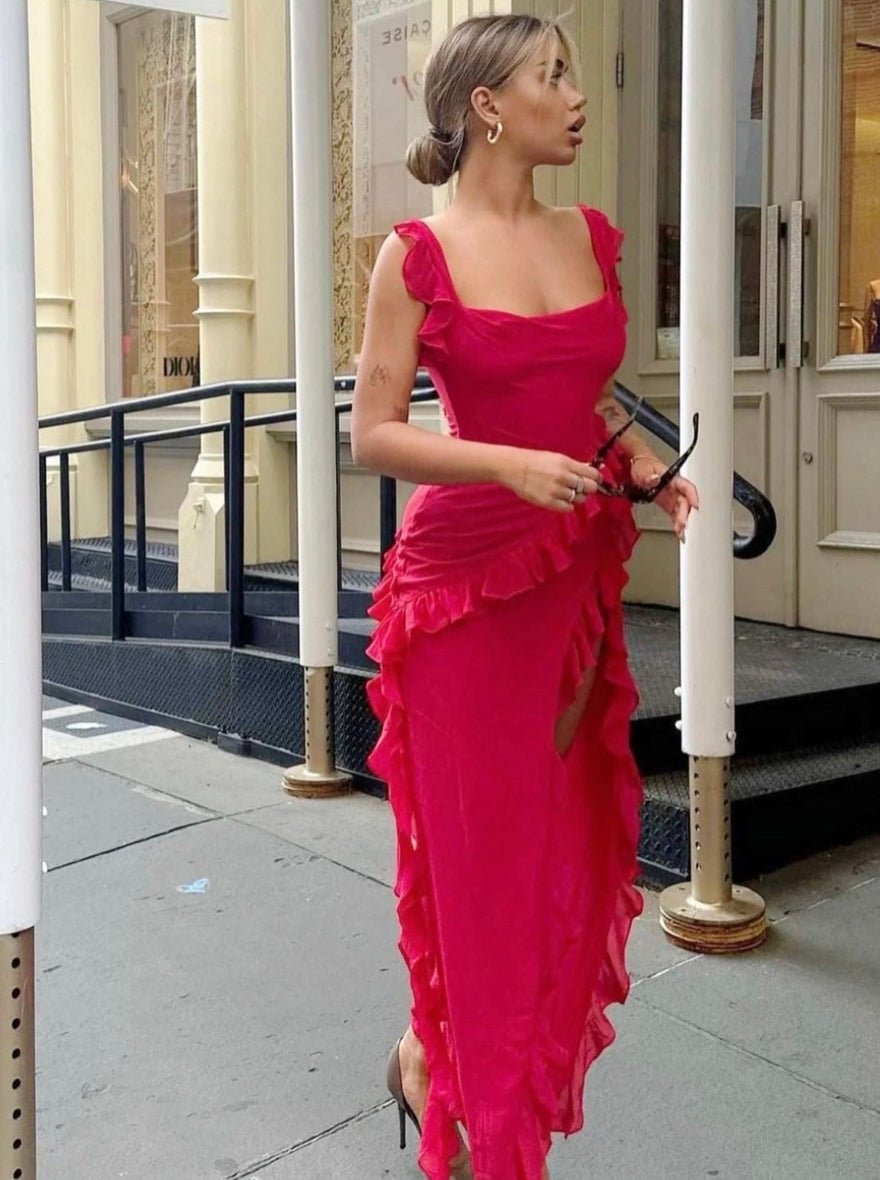 House of CB Ariela Ruffle Dress Cherry photo 2