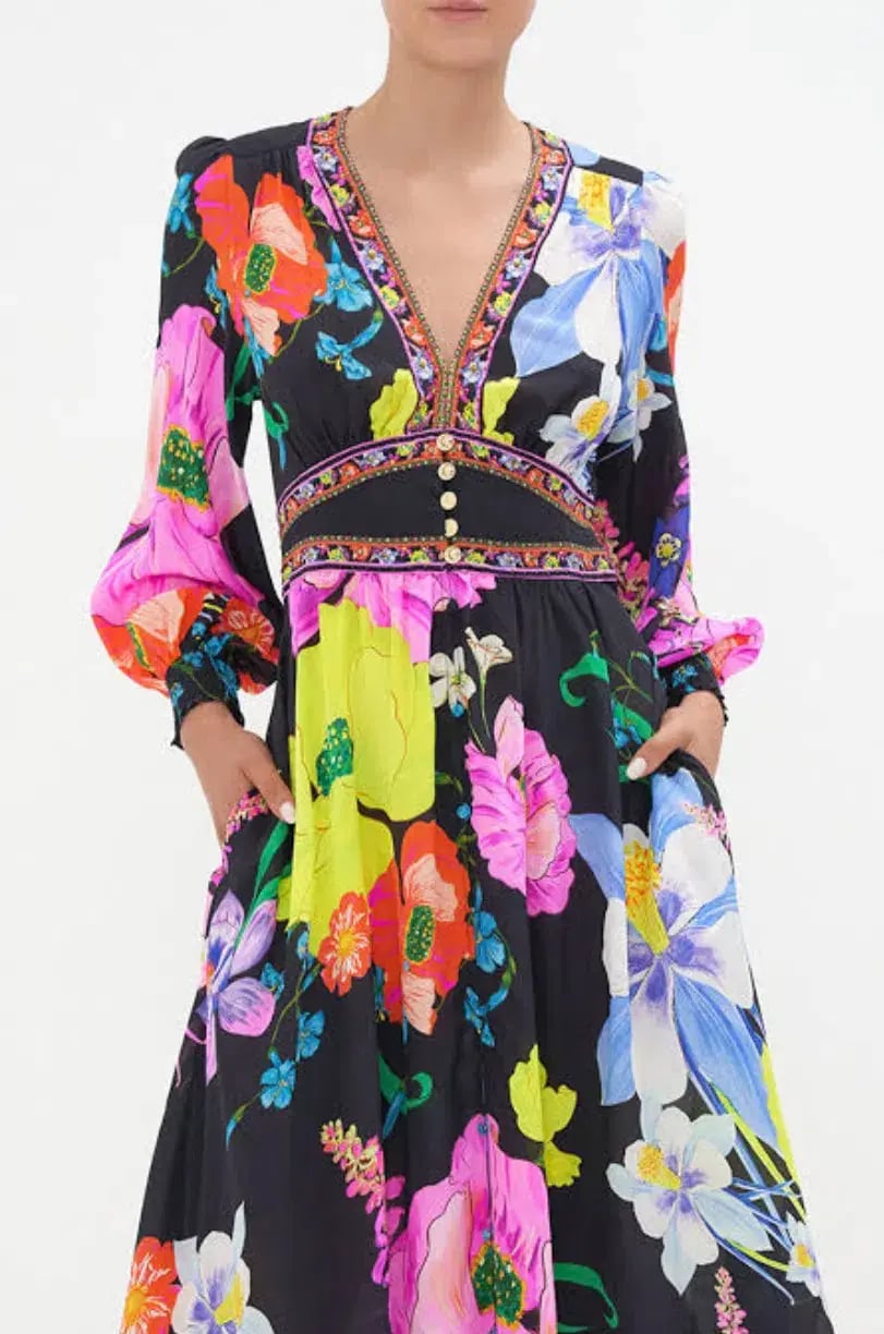 Camilla Button Dress with Shaped Waistband Away With The Fairies Size S/Au 10 photo 3