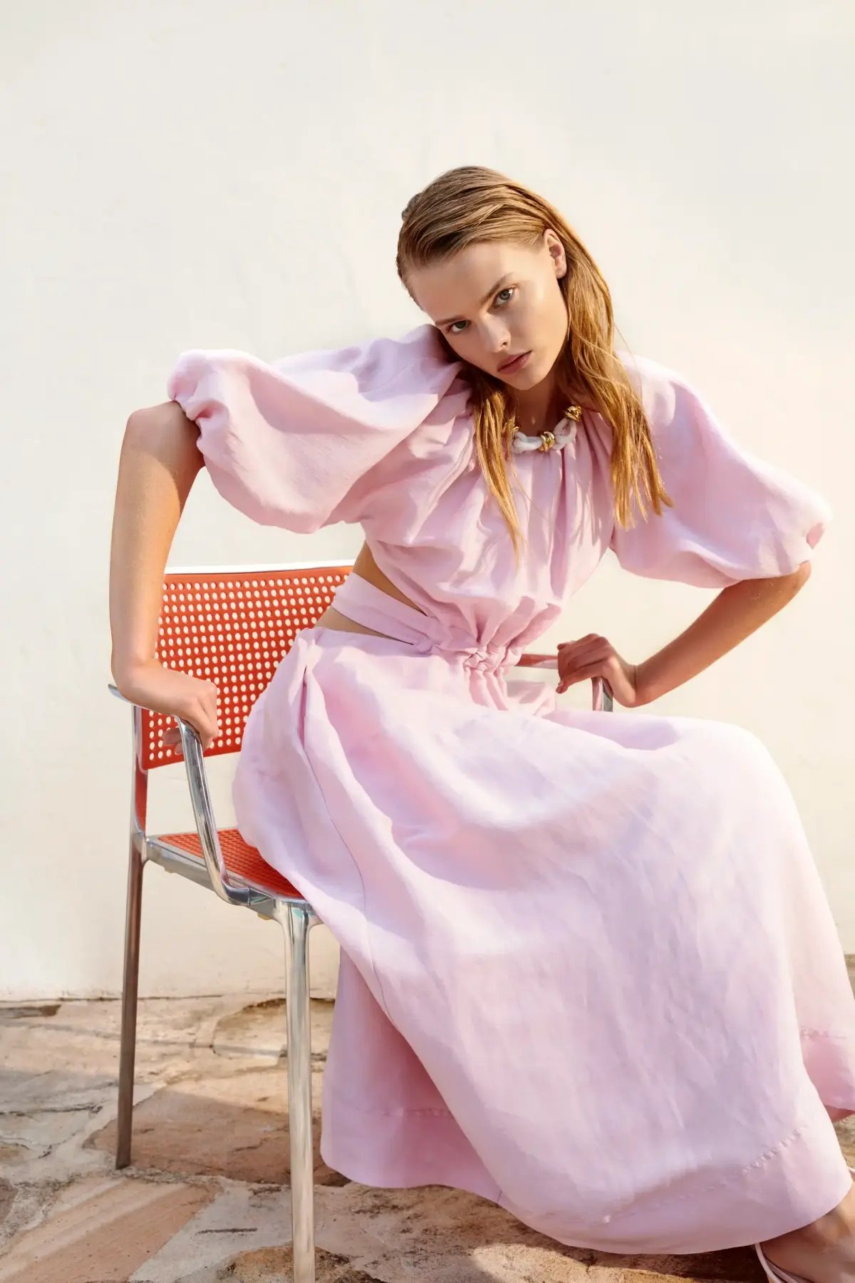 Aje Mimosa Cut Out Midi Dress Pink Size 4 photo 4