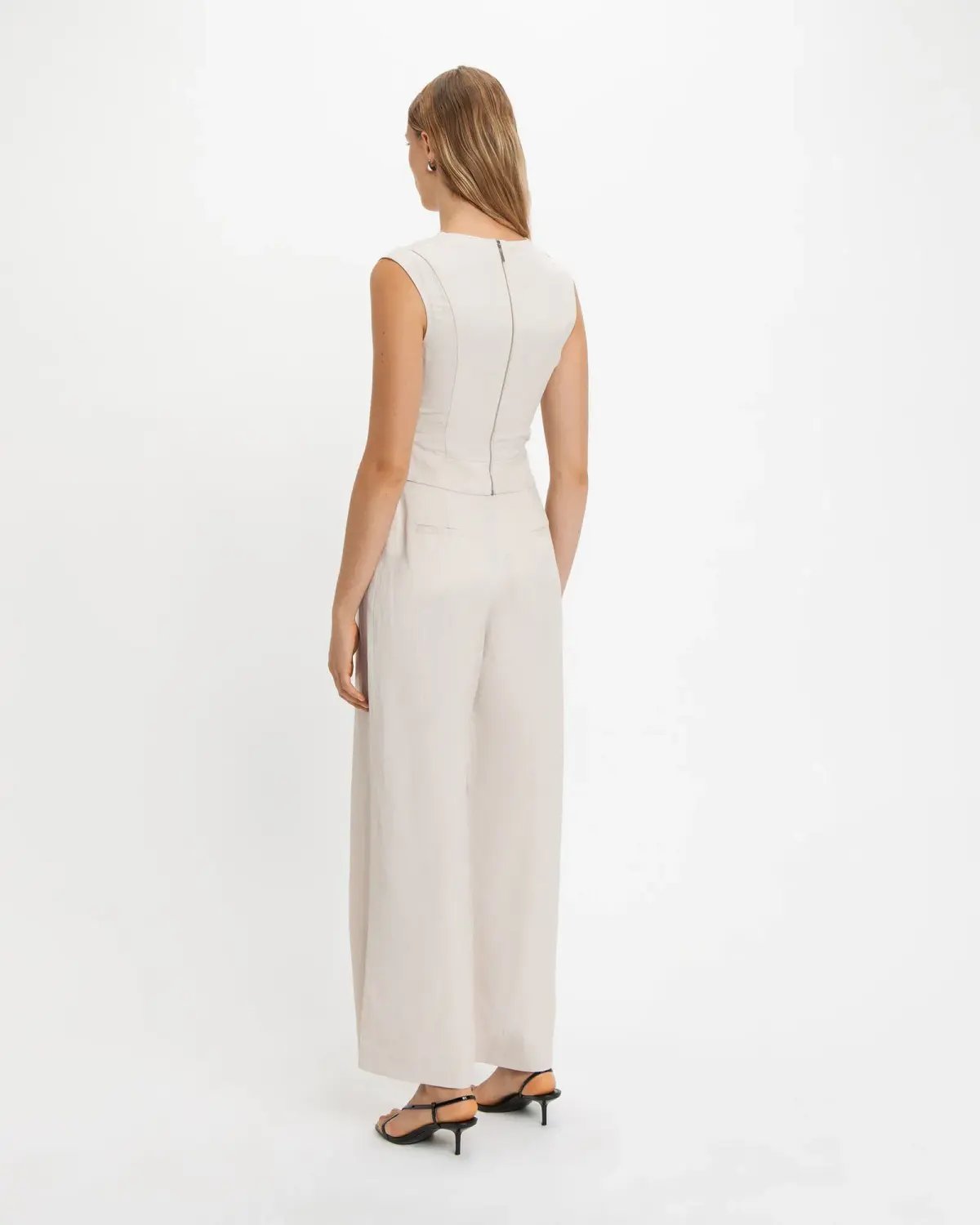 Cue Faux Wrap Top Stone Size 12 photo 2