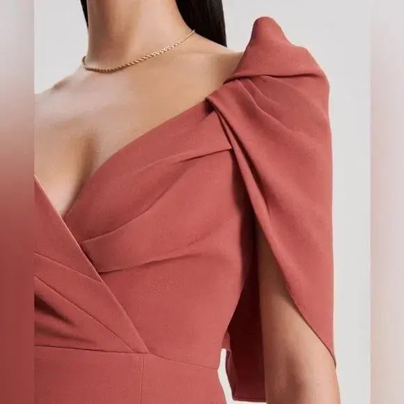 Scanlan Theodore Cape Sleeve Mini Dress Sepia Size 8 photo 2