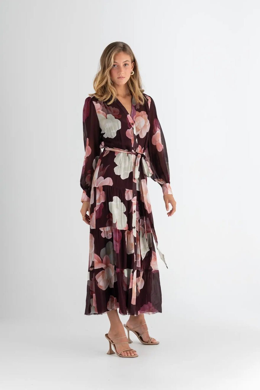 Pasduchas Memoirs Shirt Midi Dress - Dark Cherry photo 4