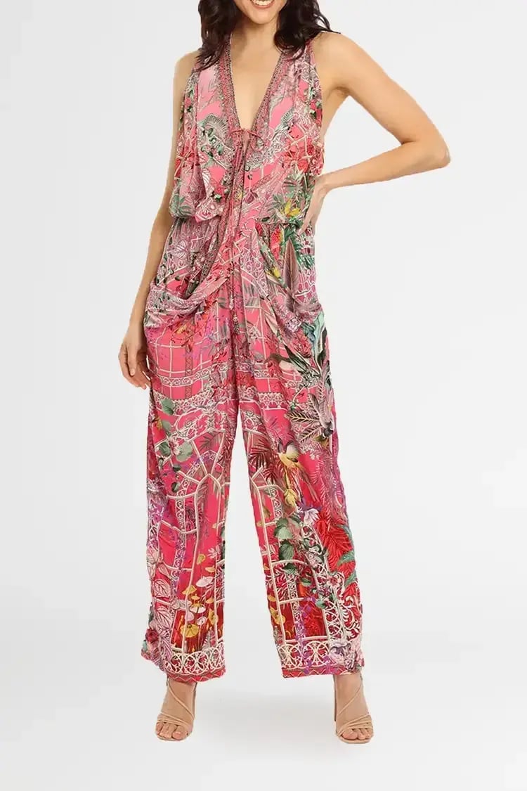 Camilla Draped Front Bodice Jumpsuit Print Size 10 photo 2