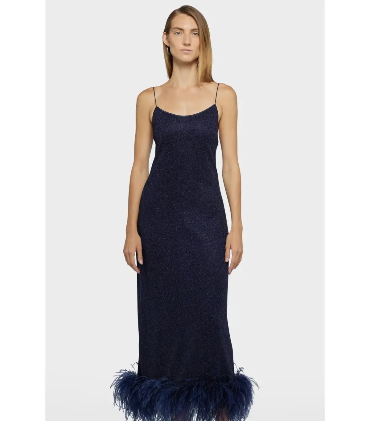 Oseree SS25 Lumière Plumage Slip Dress in Night Blue Size AU 6 photo 2
