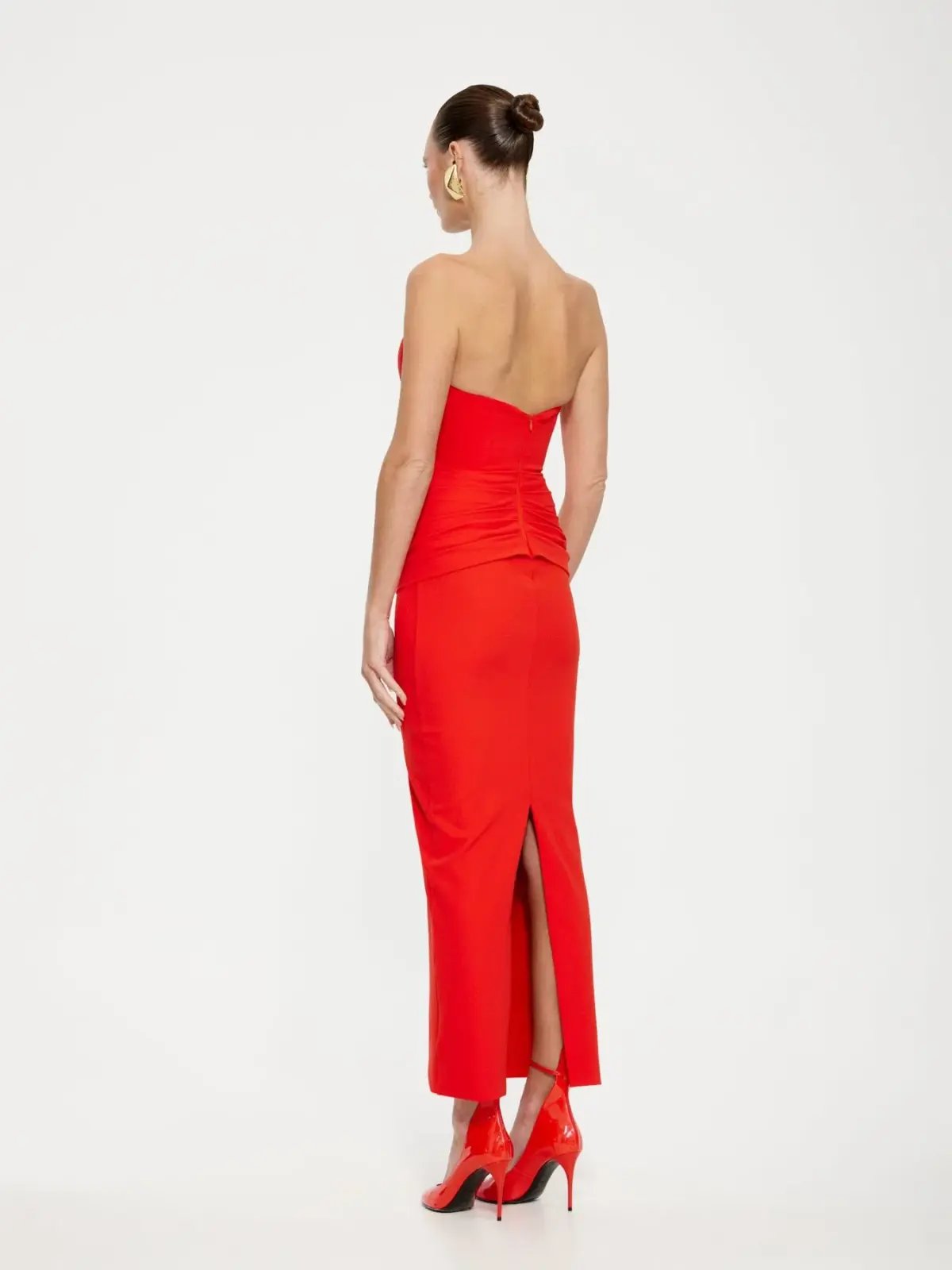 Effie Kats Astor Midi Dress Cherry Red Size S photo 2