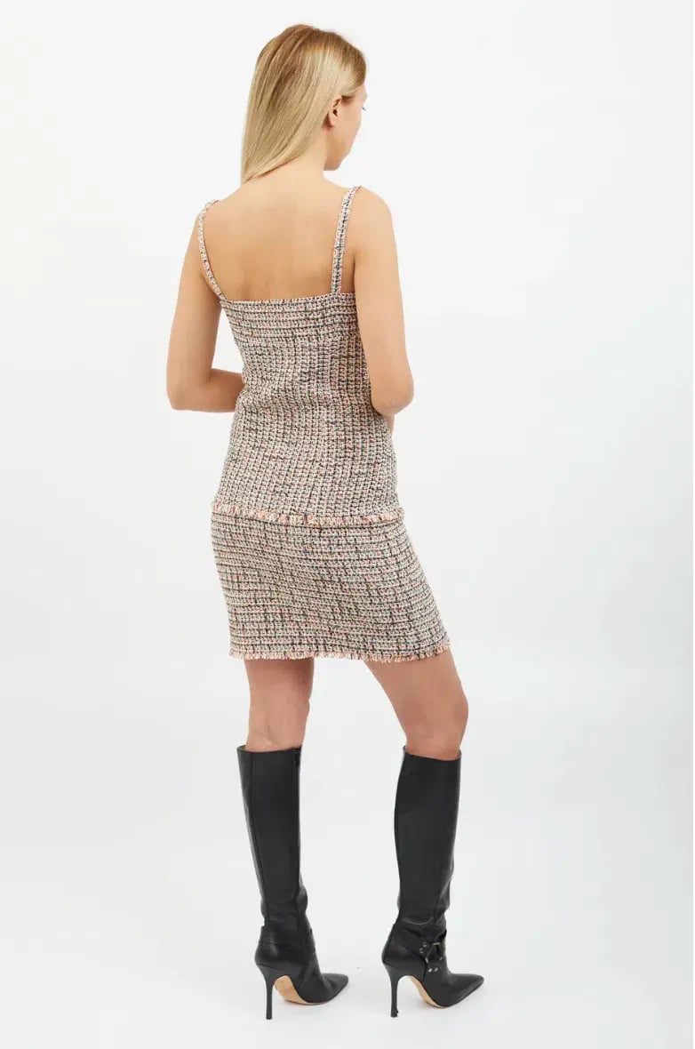 Chanel Tweed Frayed Edge Mini Dress Orange & Black Size M / AU 10 photo 3
